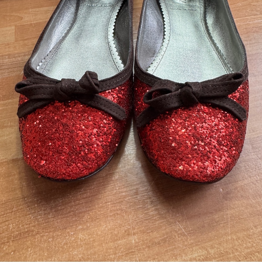J.Crew ballet flats glitter flame red sparkle flat shoes wizard of oz size 8.5 - Picture 7 of 12
